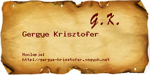 Gergye Krisztofer névjegykártya